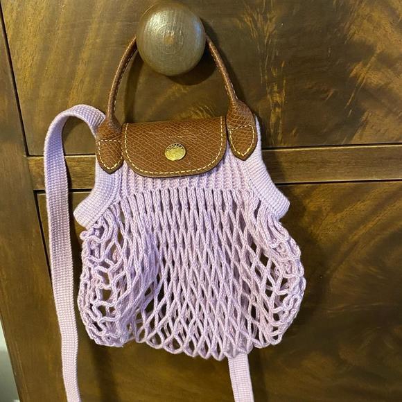Le Pliage Extra Small Filet Knit Shoulder Bag Lilac - Picture 2 of 6